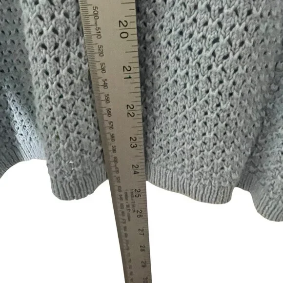 J. Jill Rain Blue Lace Up Front Crochet Open Weave Sweater Size S $89 New - Picture 4 of 8